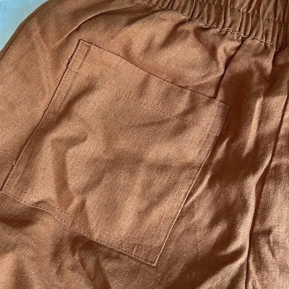 Linen Blend Wide Leg Pull on Pants - size XS - Sienna Brown - Picture 6 of 6